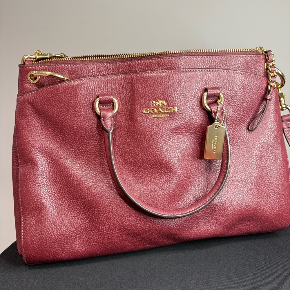 Coach Red Shoulder Bag with Gold Hardware